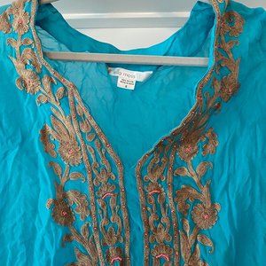 Ella Moss teal quarter length top, SMALL